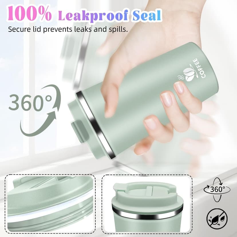 Hwawhin 17oz Insulated Travel Coffee Mug with Flip Lid – Leakproof Stainless Steel Insulated Coffee Tumblers, Reusable Coffee Cup for Hot & Cold Drinks, Perfect for Camping & On-the-Go