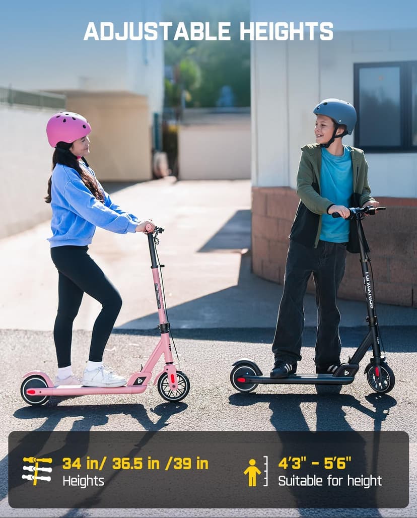 FanttikRide T9 Electric Scooter for Kids 4.3-5.6 ft, 7/10/12 MPH, LED Battery Level, Height Adjustable and Foldable, Electric Scooter for Kids, 200W Motor, Up to 40 mins
