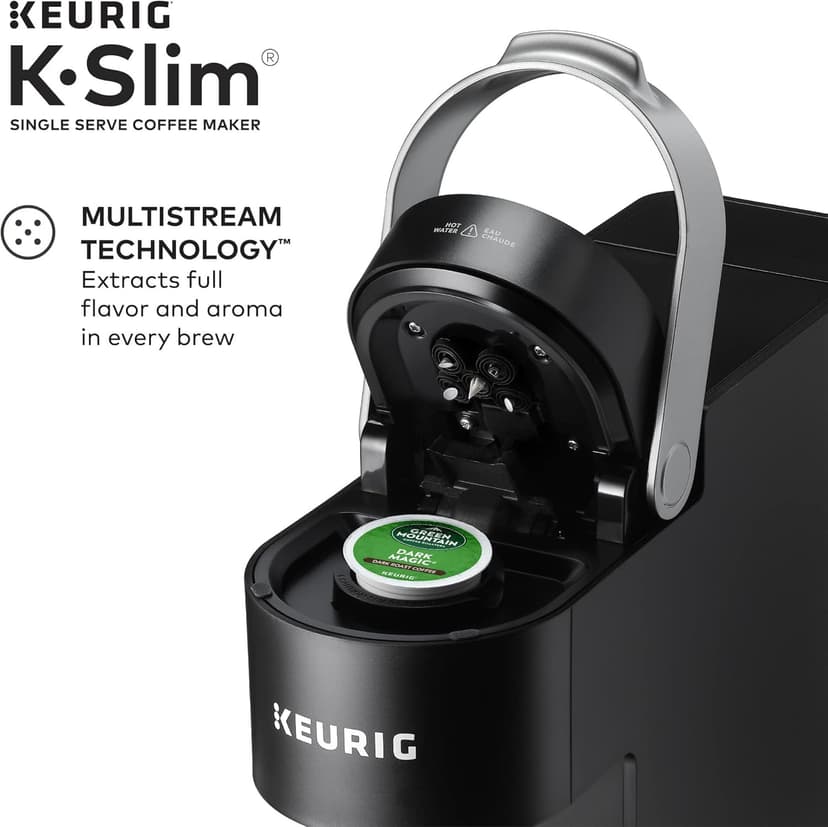 Keurig K-Slim Single Serve K-Cup Pod Coffee Maker, Multistream Technology, 3 Brew Sizes, Slim and Sleek Design, 46oz Removable Reservoir, Black