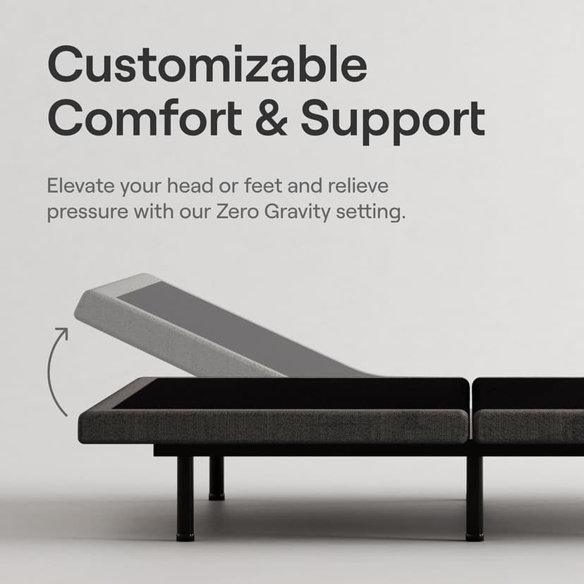 Nectar Premier Adjustable Base - Queen - Head & Foot Incline - Wireless Remote with Memory- 3 Massage Settings - 4 USB Ports - Anti-Snore & Zero Gravity