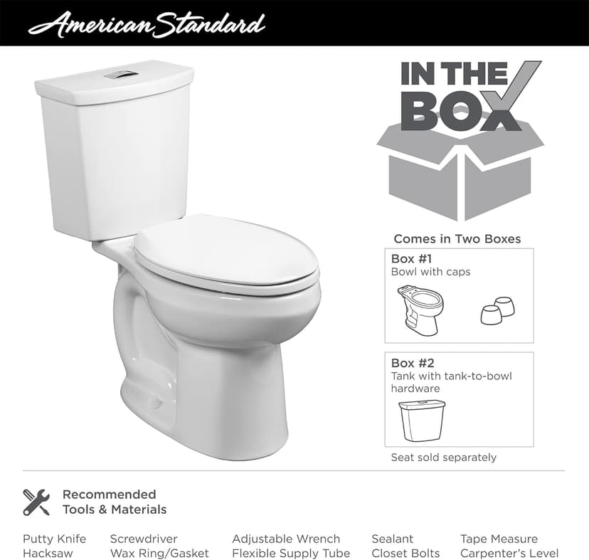 American Standard 2886218.020 H2Option Two-Piece Toilet, Elongated Front, Chair Height, Dual Flush, White, 0.92 - 1.28 gpf
