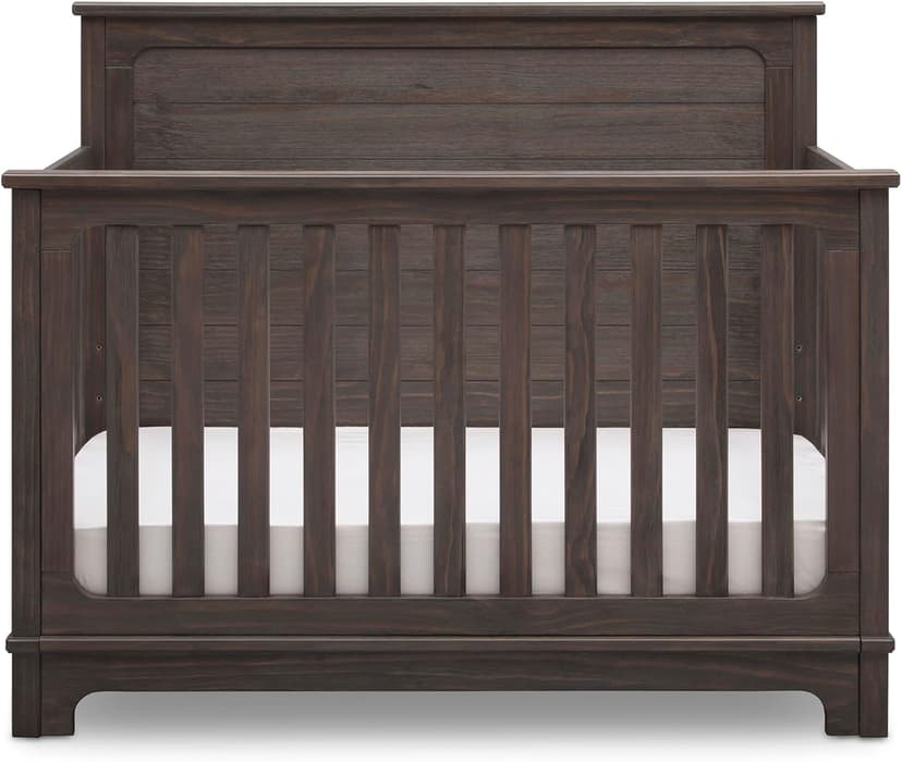 Delta Children Simmons Kids Slumbertime Monterey 4-in-1 Convertible Crib, Rustic Grey