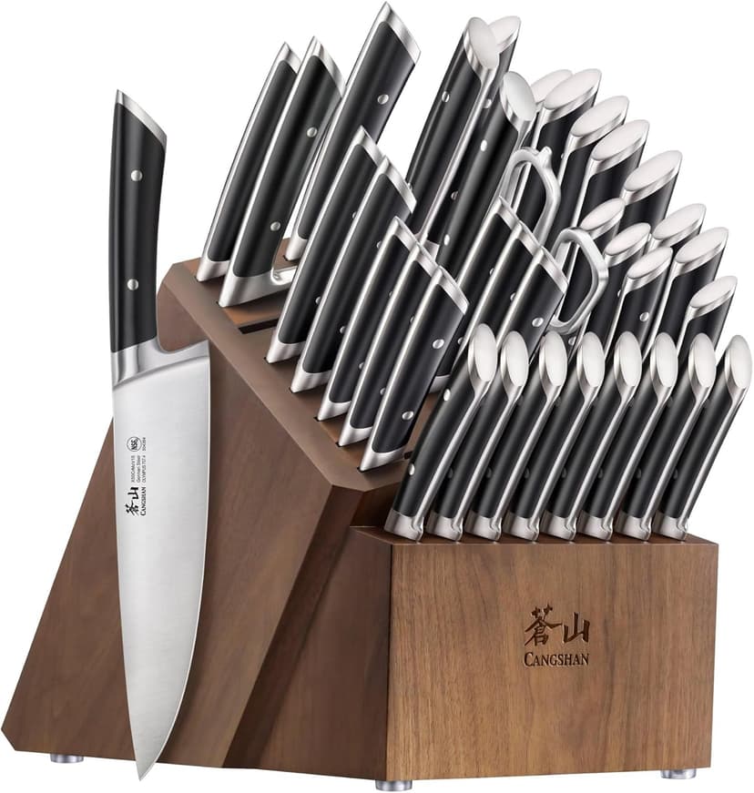 Cangshan OLYMPUS Series 36-Piece Block Set, Forged German Steel, Black, 505545