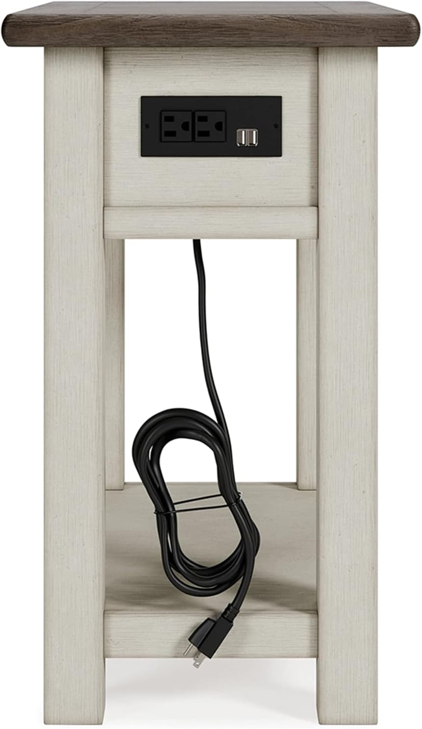 Signature Design by Ashley Bolanburg Farmhouse Chair Side End Table, Light Brown & Whitewash