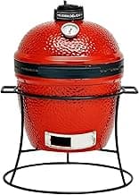 Kamado Joe Joe Jr 13.5-inch Portable Ceramic Charcoal Grill with Grill Stand, Stainless Steel Cooking Grate, Heat Deflectors and Ash Tool in Red, Model KJ13RH