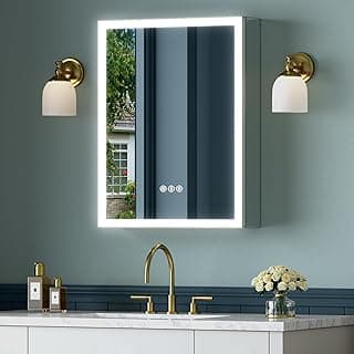16x24 Inch Medicine Cabinet with Lights, Lighted Medicine Cabinet with Mirror, AL Alloy Frame, Hardwired, Recessed or Wall Mount, 3 Light Colors/Dimmable/Defog,2 Outlets&USBs, 2 Shelves