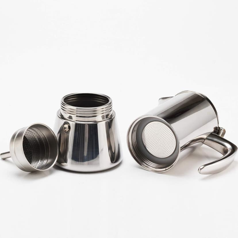 Stovetop Espresso Maker, Stainless Steel Moka Pot, Italian Style Coffee Machine Maker Suitable for Induction, Espresso Pot For 3-4 Cups, 200ml