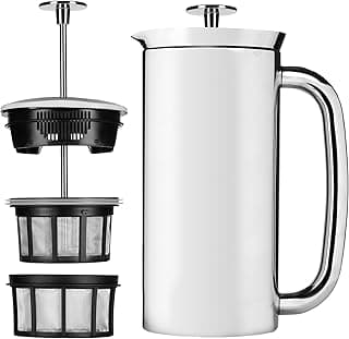 ESPRO P7 French Press Coffee Maker - Double-Walled Stainless Steel Insulated with Micro-Filter, 32 Ounces, Polished Stainless Steel