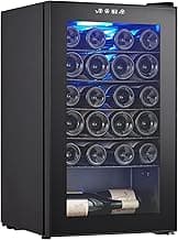 Garvee Wine Fridge 24 Bottle, Wine Cooler Refrigerator with 40~61°F Digital Temperature Control, Freestanding Wine Cellar for Red White Wine, Champagne, Beer with Blue Interior Light (24 Bottles)
