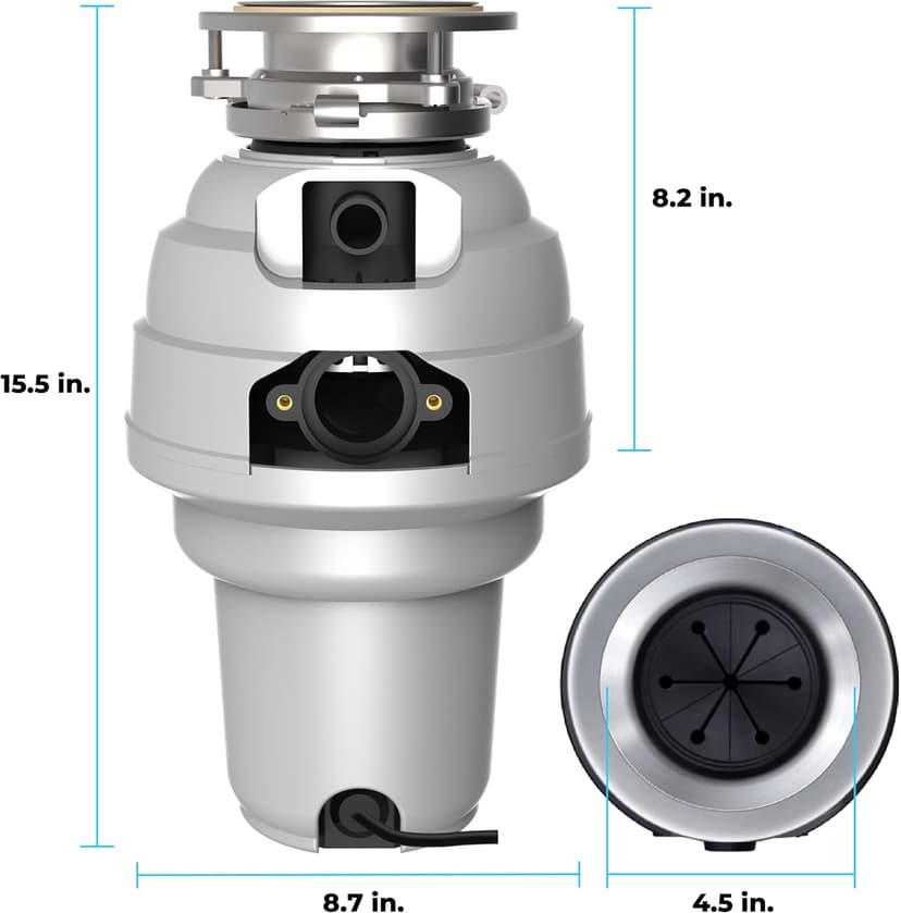 American Standard 10-US-ASD-1250 Premium Garbage Disposal with 3-Bolt Mount System and Odor Protection Processor, Stainless steel, Silver