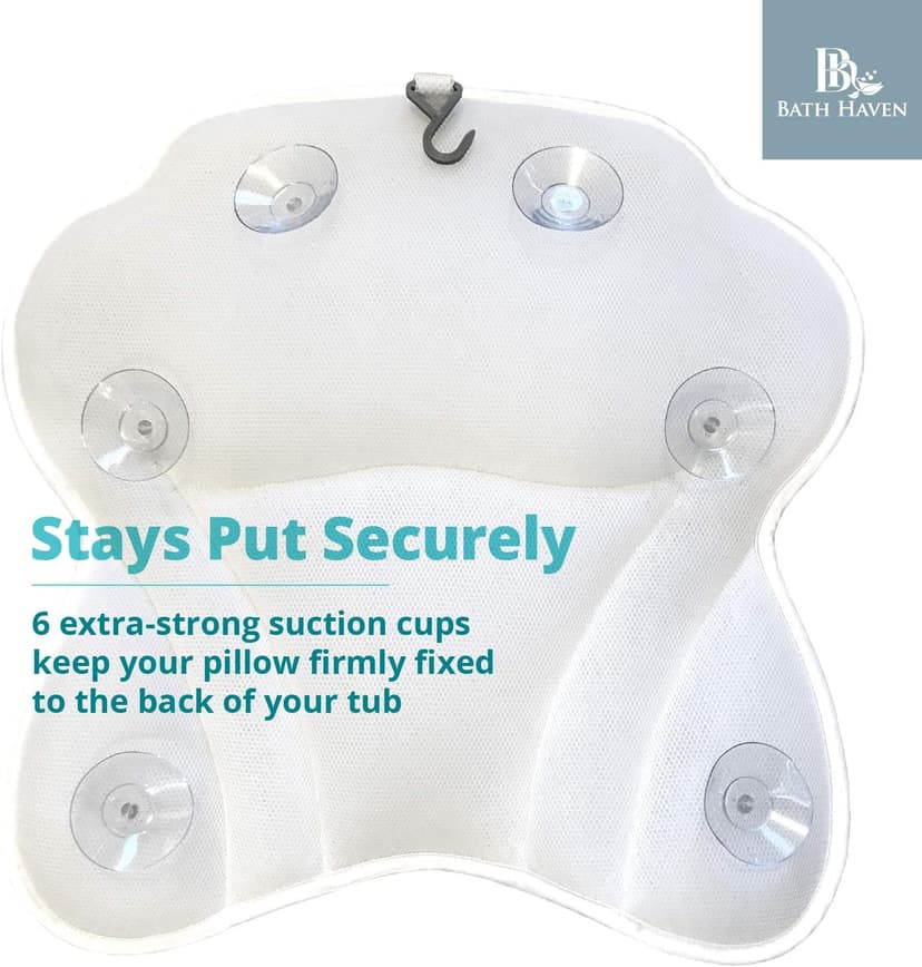 Bath Pillow for Tub, Luxury Bathtub Pillow Head and Neck Support, Relaxing Spa Cushion Head Rest for Tub, Bathtub Accessories for Women and Men with Quick Drying 3D Air Mesh Portable Washable