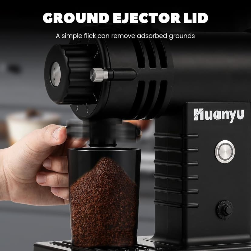 Huanyu Flat Burr Coffee Grinder with 19 Grinding Settings Large Capacity 35oz Red and Huanyu Electric Coffee Grinder with 10-Position Grind Selector for Home Use Black Bundle