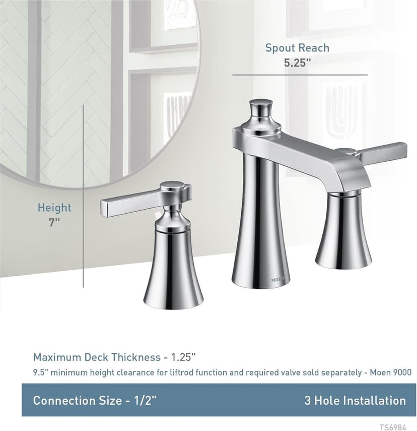 Moen Brushed Gold Flara Two-Handle 8 in. Widespread Lever Handle Bathroom Faucet Trim Kit, Valve Required, TS6984BG