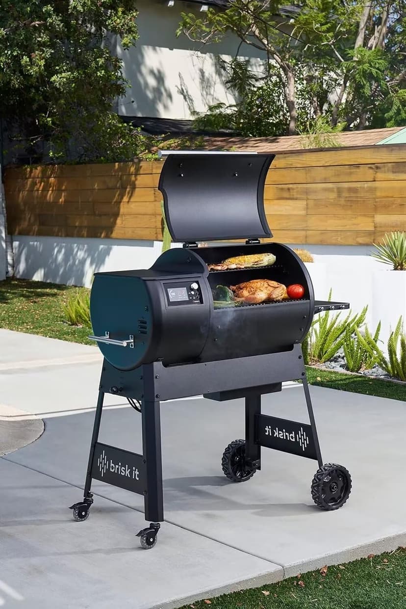 Origin-580 Wood Pellet Smoker Grill - A.I. Powered and WiFi Grill with PID controller, BBQ Grill 580 sq.in Cooking Area, Meat Probe, 8-in-1 Outdoor Smoker