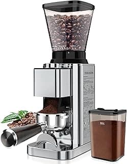 Conical Burr Coffee Grinder Electric, Espresso Coffee Bean Grinder for Home Use Adjustable 48 Grind Settings, 35s Precision Timer, Stainless Steel, Anti-Static for Pour Over/Drip/French Press