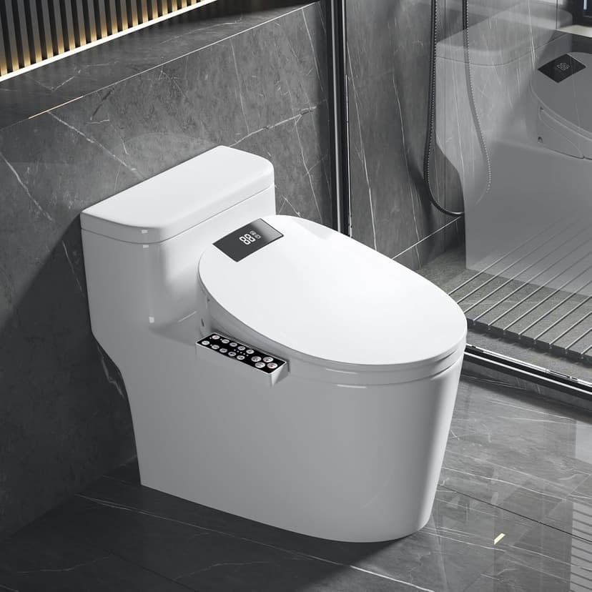 Bidet Toilet Seat Round, Unlimited Warm Water, Heated Toilet Seat, Warm Air Dryer, Rear and Feminine Washing, Soft Closed Toilet Lid, Night Light, Smart Toilet Seat with Bidet Requires Outlet