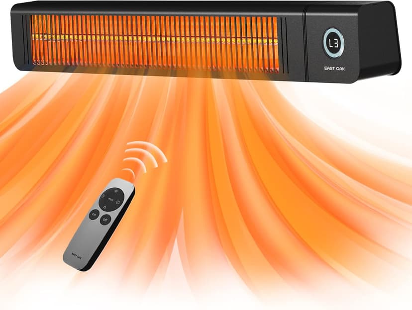 EAST OAK Patio Heater for Commercial Use, 3000W Wall Mounted Electric Infrared Heater, Outdoor Heaters for Patio, Outdoor Heater with IP65 Waterproof & Dustproof Remote Control Black 240V