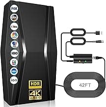 2200+ Miles Range TV Antenna, Strongest Digital TV Antenna Indoor with Amplifier Signal Booster, Long Range HDTV Antenna for Smart TV and Old TVs for Local Channels-42ft Coax Cable-Support 8K 4K 1080p