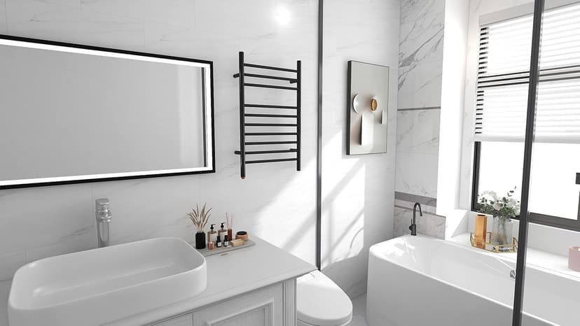 HEATGENE Towel Warmer, Compact Electric Towel Warmer for Small Bathroom, Wall-Mounted Electric Towel Racks, Plug-in/Hardwired Electric Towel Rails - Matte Black