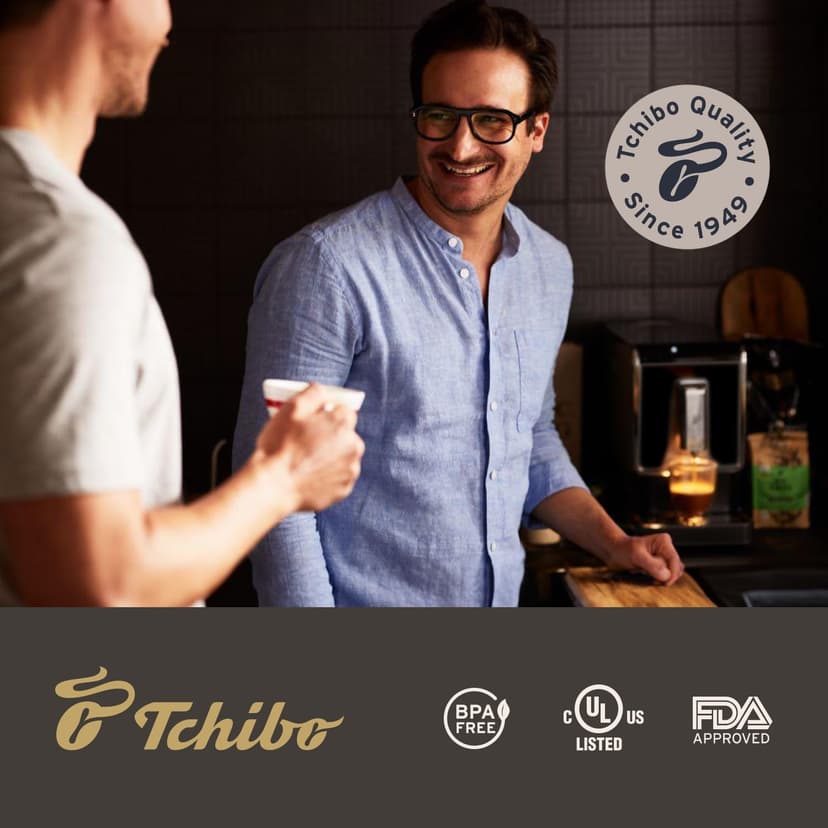 Tchibo Automatic Espresso & Coffee Machine Bundle with Built-in Grinder, Comes With 3 x 12 oz. Bags of Whole Bean Coffee, Red