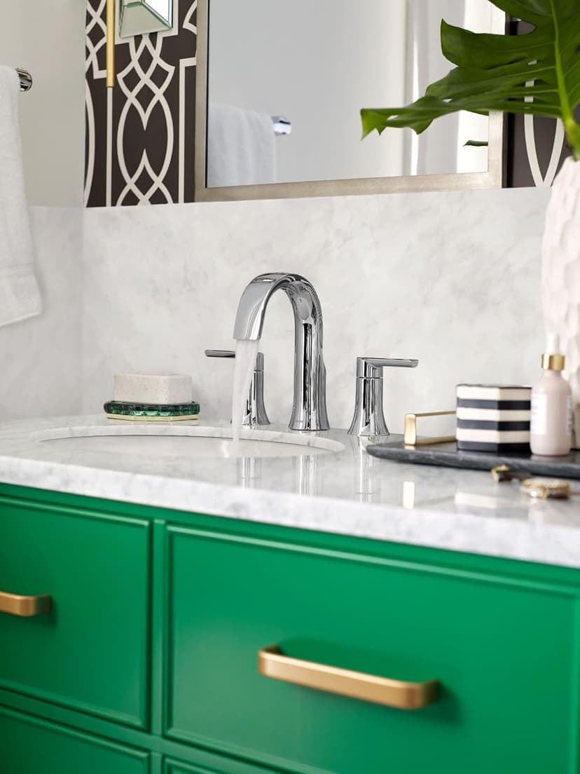 Moen Doux Chrome Two-Handle 8-Inch Widespread Lever Handle Bathroom Faucet Trim Kit, Valve Required, TS6925