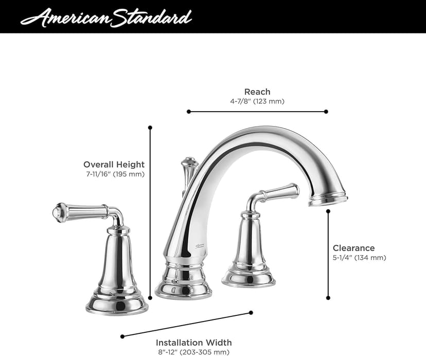 American Standard 7052807.002 Delancey 8-Inch Widespread 2-Handle Bathroom Faucet, 1.2 GPM, Chrome