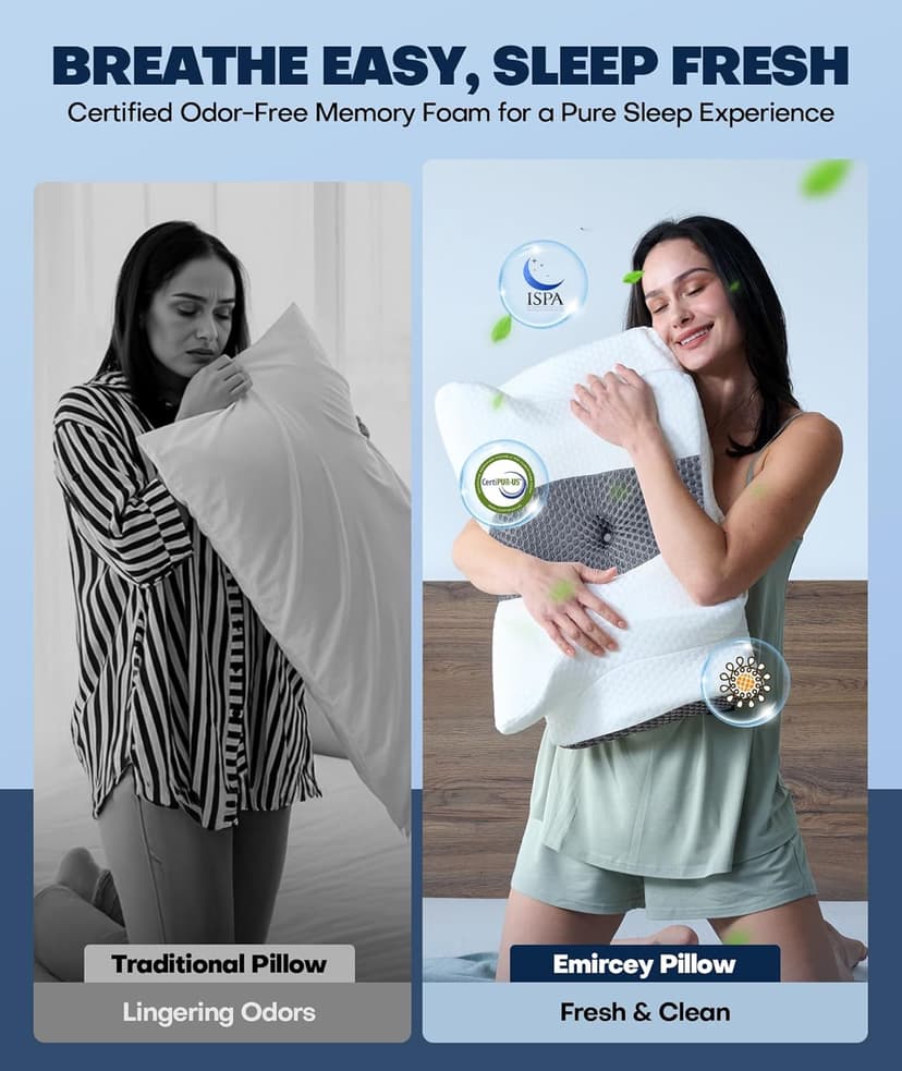 Sleep Doctor Approved Cervical Neck Pillow for Sleeping, Ergonomic Contour Side Sleeper Pillows for Adults, Cooling Orthopedic Pillow for Pain Relief Support, Memory Foam Pillows Back Stomach Sleepers