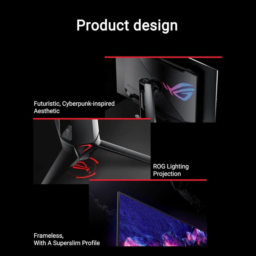 ASUS ROG Swift 32” 4K OLED Gaming Monitor (PG32UCDM) - UHD (3840 x 2160), QD-OLED, 240Hz, 0.03ms, G-SYNC Compatible, Custom Heatsink, Graphene Film, 99% DCI-P3, True 10-bit, 90W USB-C