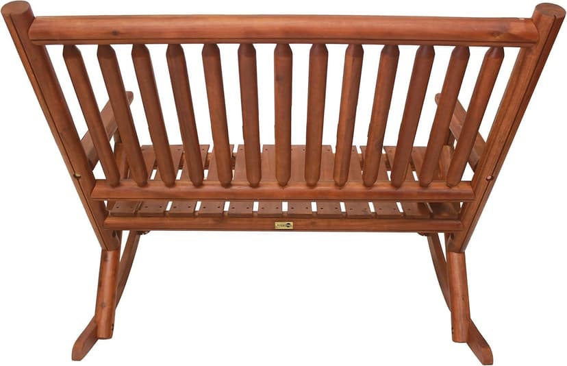 Leigh Country Double Porch Rocking Chair with Curved Seat Slats, Wide Seat, and Stained Finish for Lawn, Garden, and Patio Spaces, Honey