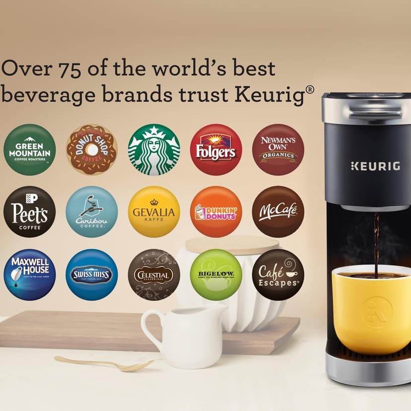 Keurig K-Mini Plus Single Serve K-Cup Pod Coffee Maker, with 6 to 12oz Brew Size, Stores up to 9 K-Cup Pods, Travel Mug Friendly, Matte Black