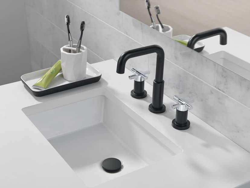 Delta Nicoli Brushed Gold Bathroom Faucet 3 Hole, 8 Inch Widespread Bathroom Sink Faucet for Vanity, Push-Pop Drain Assembly, Champagne Bronze 35894LF-CZ