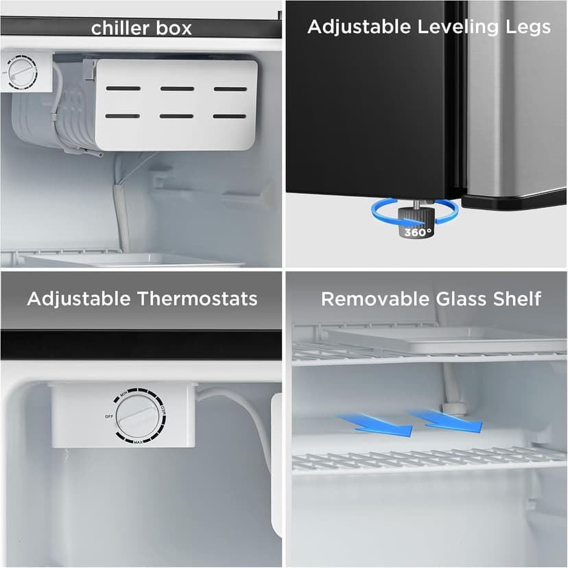 Midea WHS-87LSS1 Refrigerator, 2.4 Cubic Feet, Stainless Steel