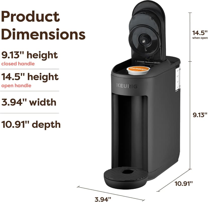 Keurig K-Mini Mate Single Serve K-Cup Pod Coffee Maker, Brews Up to 12 oz Cup, Compact Portable Coffee Machine for Small Spaces, Great For Dorms & Offices, Black