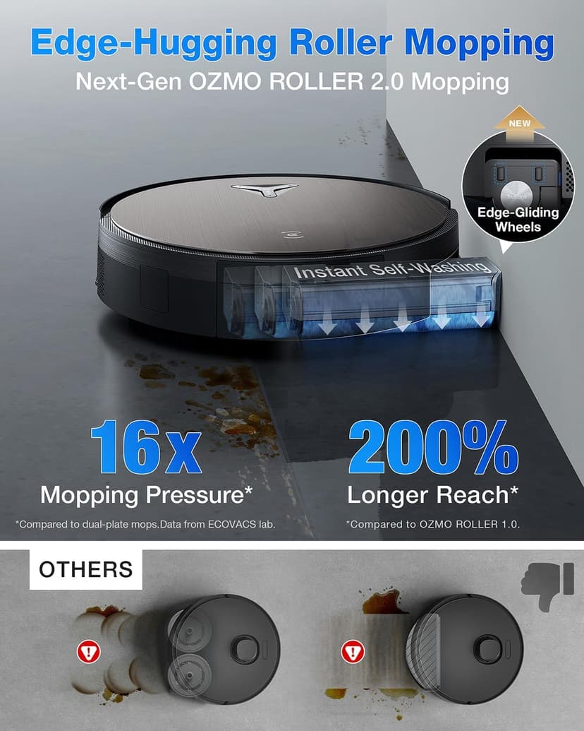ECOVACS DEEBOT X11 OmniCyclone Robot Vacuum and Mop, PowerBoost Charging, OZMO Roller 2.0 Instant Self-Washing Mop, 19,500Pa Suction, Bagless OmniCyclone Station, AIVI 3D Smart Navigation