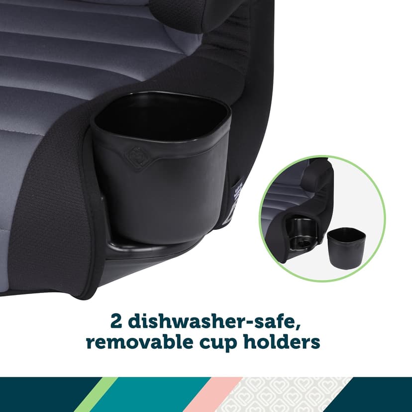 Safety 1st Grow and Go 2-in-1 Booster Car Seat with ComfortWings, Converts High-Back to Backless, 19" Wide, Fits 3 Across, Lightweight, Foldable, Easy-Clean, Cup Holders, 40-100 lbs, Black Sand