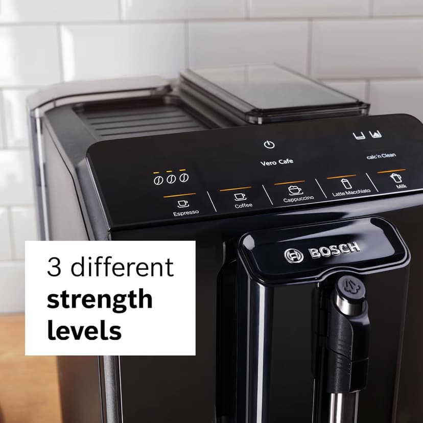 Bosch 300 Series Fully Automatic Espresso Machine – In-Cup Frother, OneTouch Milk Drinks, 5 Drink Options, Ceramic Grinder, Easy Clean & Descale, in Black