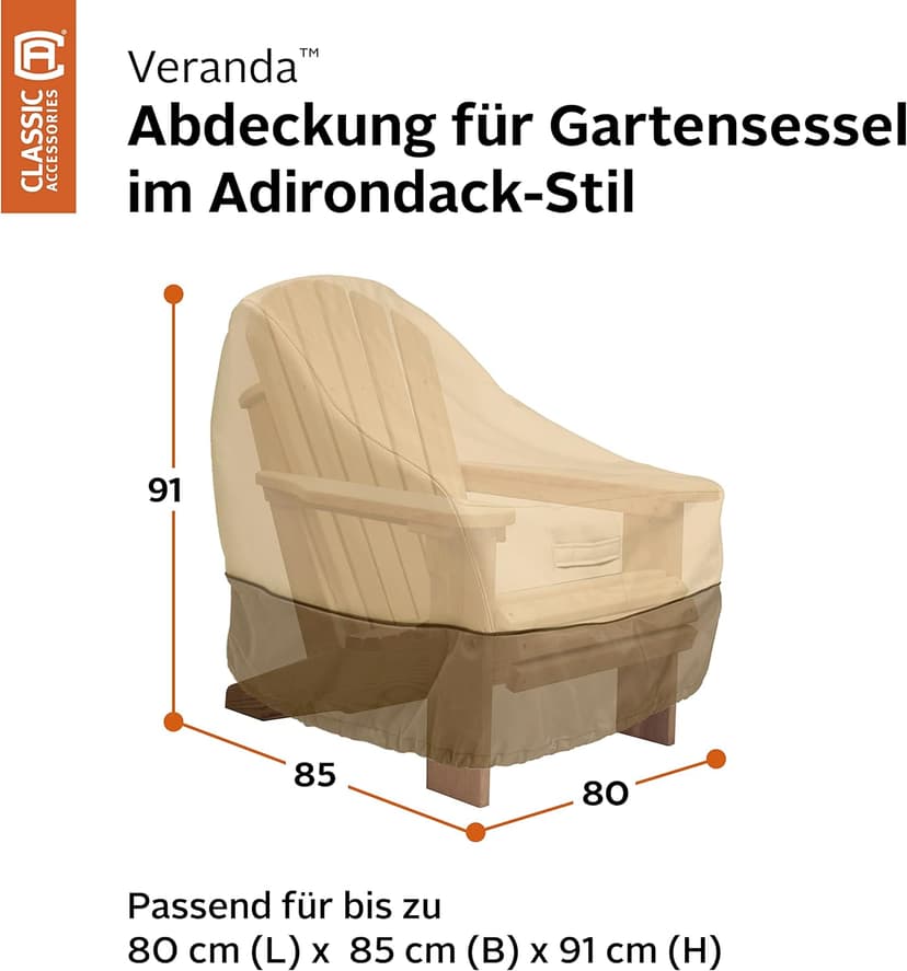 Classic Accessories Veranda Water-Resistant 31.5 Inch Adirondack Chair Cover, Patio Furniture Covers