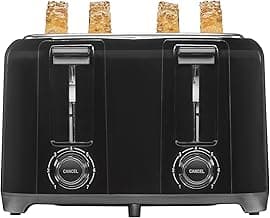 Proctor Silex 4 Slice Toaster with Extra Wide Slots for Bagels, Cool-Touch Walls, Shade Selector, Toast Boost, Auto Shut-off and Cancel Button, Black (24215PS)