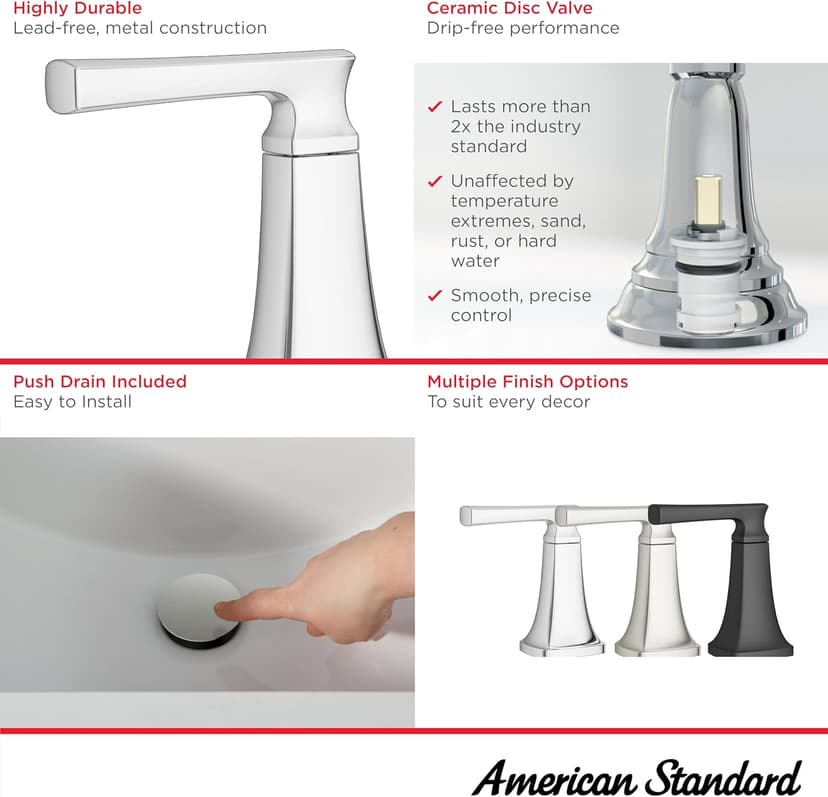 American Standard 7426801.002, Belmeade Two-Handle 8-Inch Widespread Bathroom Faucet, Chrome