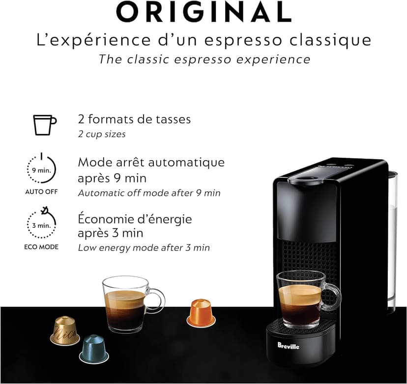 Nespresso Essenza Mini Espresso Machine by Breville, Piano Black