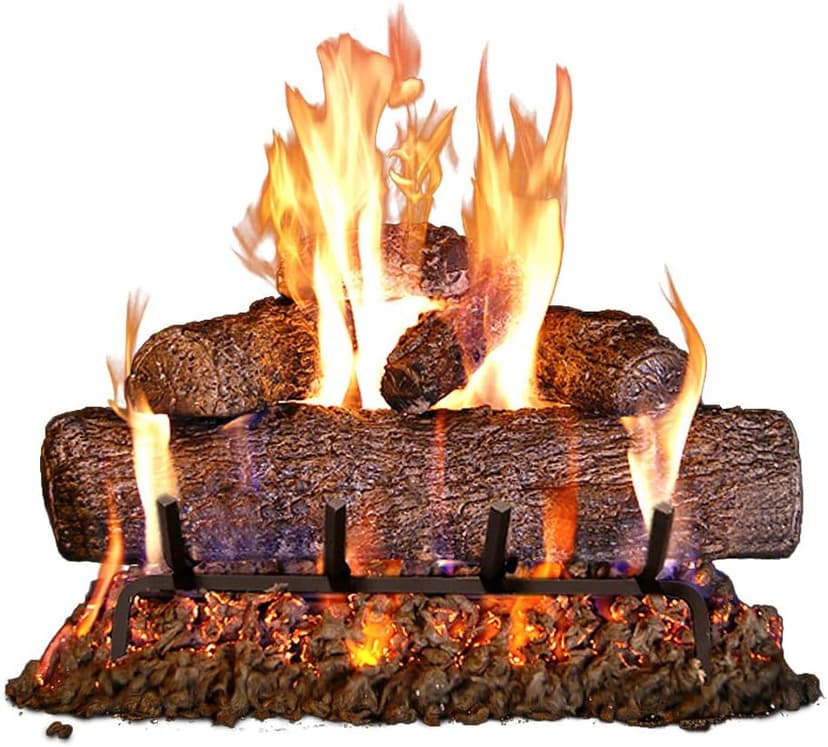 RealFyre Peterson 24-Inch Live Oak Gas Log Set – Vented Burner, Match Lit (Natural Gas), Hand-Painted Ceramic Logs, Complete Gas Connection Kit, Fireplace Upgrade with Radiant Heat and Realistic Wood