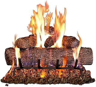 RealFyre Peterson 24-Inch Live Oak Gas Log Set – Vented Burner, Match Lit (Natural Gas), Hand-Painted Ceramic Logs, Complete Gas Connection Kit, Fireplace Upgrade with Radiant Heat and Realistic Wood
