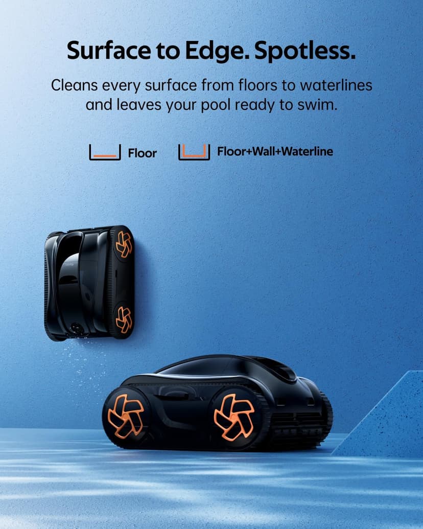 Pool Cleaner K20, 2H Runtime Cordless Robotic Pool Vacuum, Touch Screen, Smart Navigation, Cleans Floor, Walls, Waterline, Ideal for Above & In-Ground Pools, Self-Parking