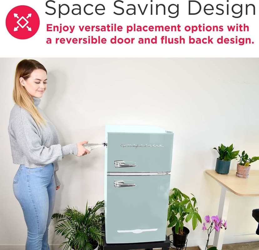 Frigidaire EFR840 Retro Mini Fridge with Freezer & Side Bottle Opener - Small 2 Door Refrigerator for Office Bar or College Dorm Room - 3.2 Cu Ft, Mint