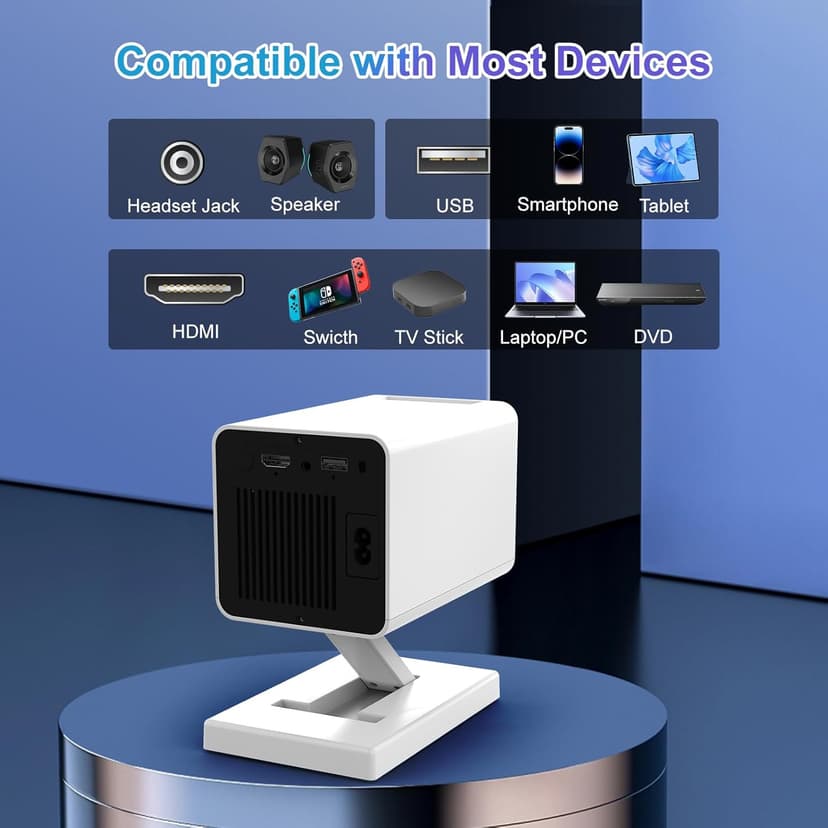 Mini Projector, 4K Portable Video Projector with WiFi6 & Bluetooth 5.4, 150 ANSI Lumen, Automatic Vertical Correction, 130'' Screen Home Cinema Smart Projector for Phone, PC, HDMI USB, Laptop