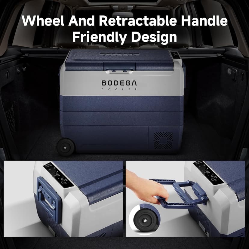 BODEGACOOLER 12 Volt Car Refrigerator,64 Quart Portable Fridge Cooler APP Control,-4℉-68℉ 60L Dual Zone Car Freezer Cooler, 12/24V DC and 100-240V AC for Camping,Travel,RV,Boat,Van,Road Trip