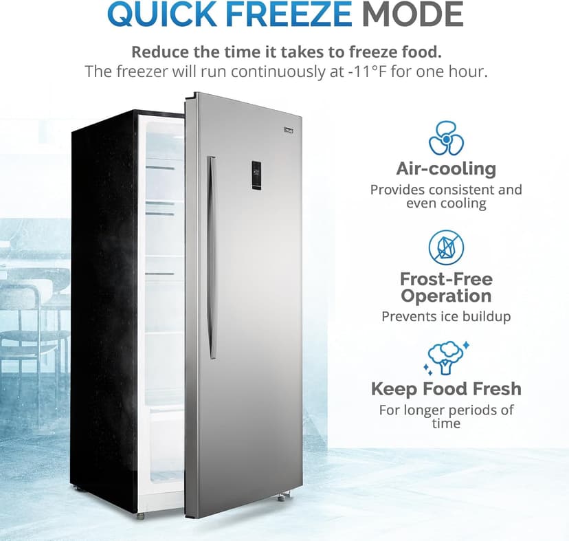 Newair 13.8 cu. ft. Upright Freezer, Fridge Freezer Convertible, Garage Ready Refrigerator, Frost Free Freezer with Door Alarm, Stand up Deep Freezer, Garage Freezer with LED Light