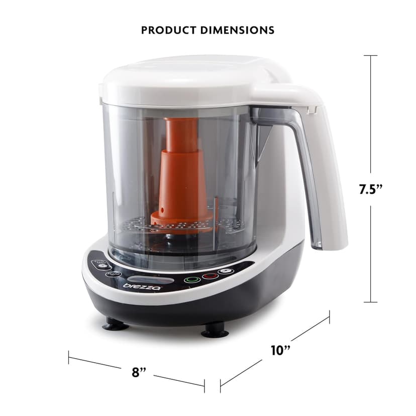 Baby Brezza One Step Baby Food Maker Deluxe – Auto shut Off, Dishwasher Safe Cooker and Blender to Steam + Puree Organic Food for Infants + Toddlers - Set of 3 Pouches + 3 Funnels