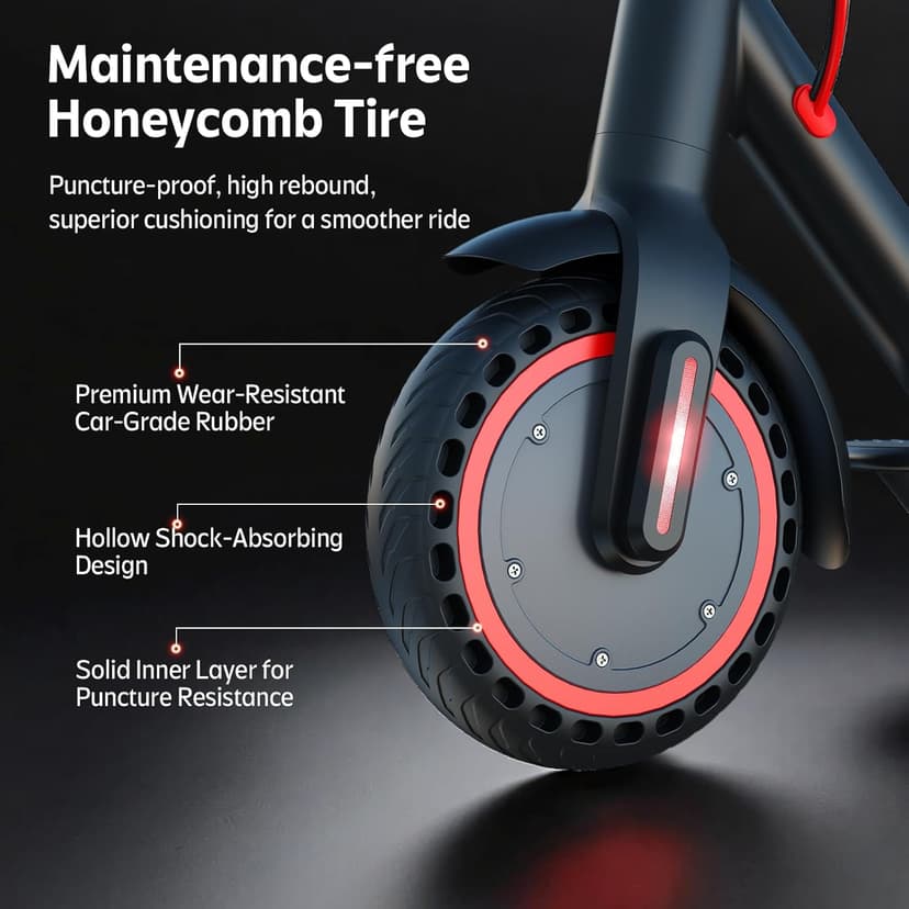Electric Scooter for Adults- 10.4Ah Battery 350W(500W Peak) Motor, ≥19MPH & 25 Miles Long Range, 8.5'' Solid Tires Foldable with Dual Brake, Lightweight Portable Commuter E Scooter for Urban Travel