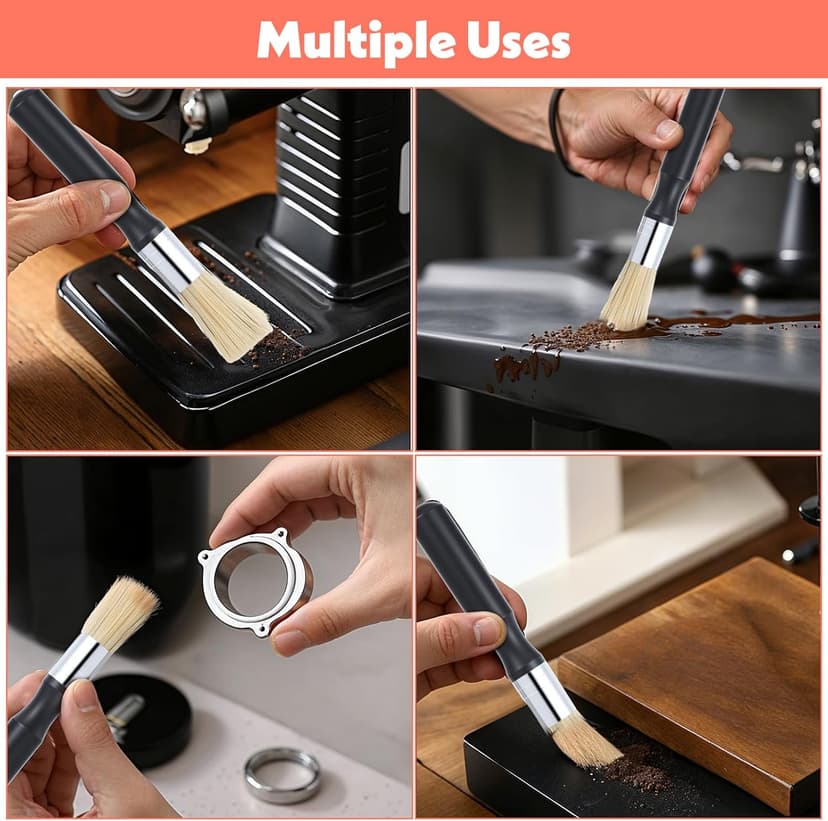 Coffee Grinder Cleaning Brush,Barista Brush with Natural Boar Bristles Black Handle Espresso Machine Tools Professional Equipment for Barista Home Kitchen